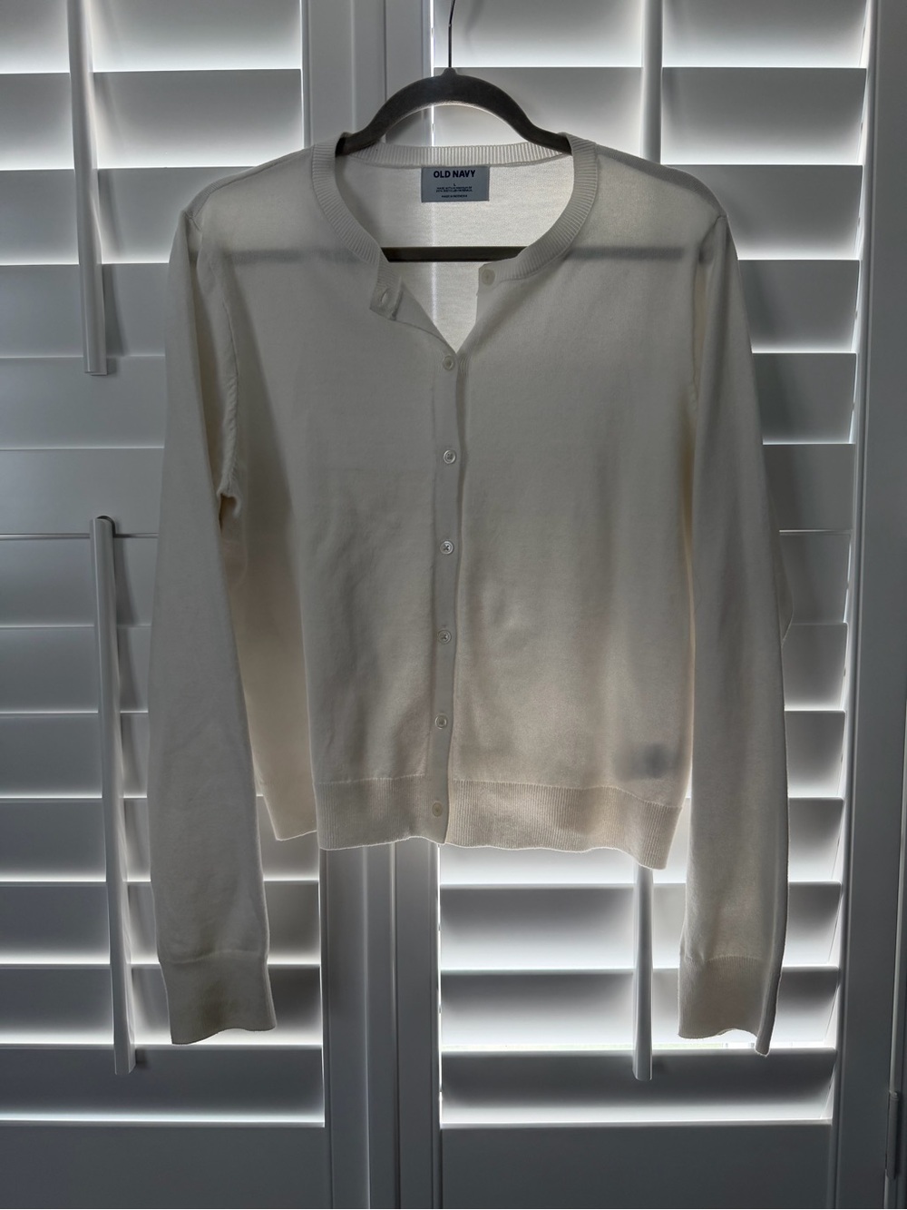 Old Navy Women's Ivory Button-Up Crewneck Cardigan